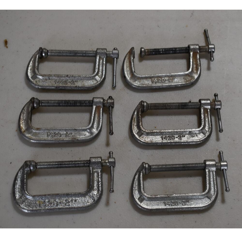 Lot of 6 - Adjustable #1420 2" C-Clamps